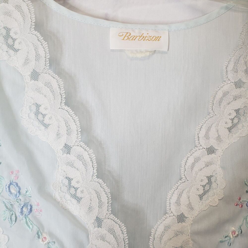 Vintage Barbizon Two-piece Peignoir Set Blue Robe & Gown Grandmacore Cottagecore - Picture 7 of 8